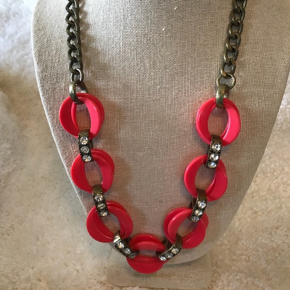 REDUCED!!! J Crew Link & Rhinestone Necklace - Picture 2 of 2